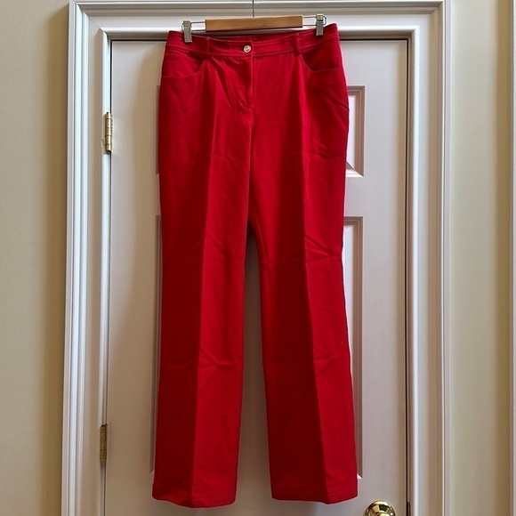 St. John Red Straight Leg Jeans Sz 8 - Picture 1 of 10